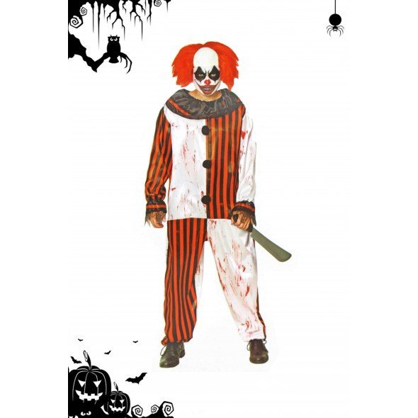 Disfraz Payaso Rayas Ensangrentado Halloween (Hombre) Disfraz Payaso Rayas Ensangrentado Halloween (Hombre)
