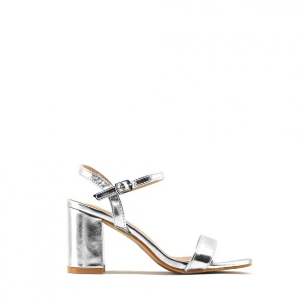 Sandalia Tacón Ancho Efecto PU Sandalia Tacón Ancho Efecto PU