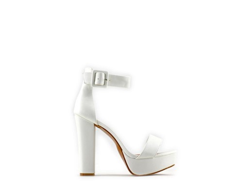 Sandalia Tacón Ancho Plataforma Efecto PU Sandalia Tacón Ancho Plataforma Efecto PU